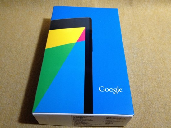 2013年版Nexus7本体パッケージ
